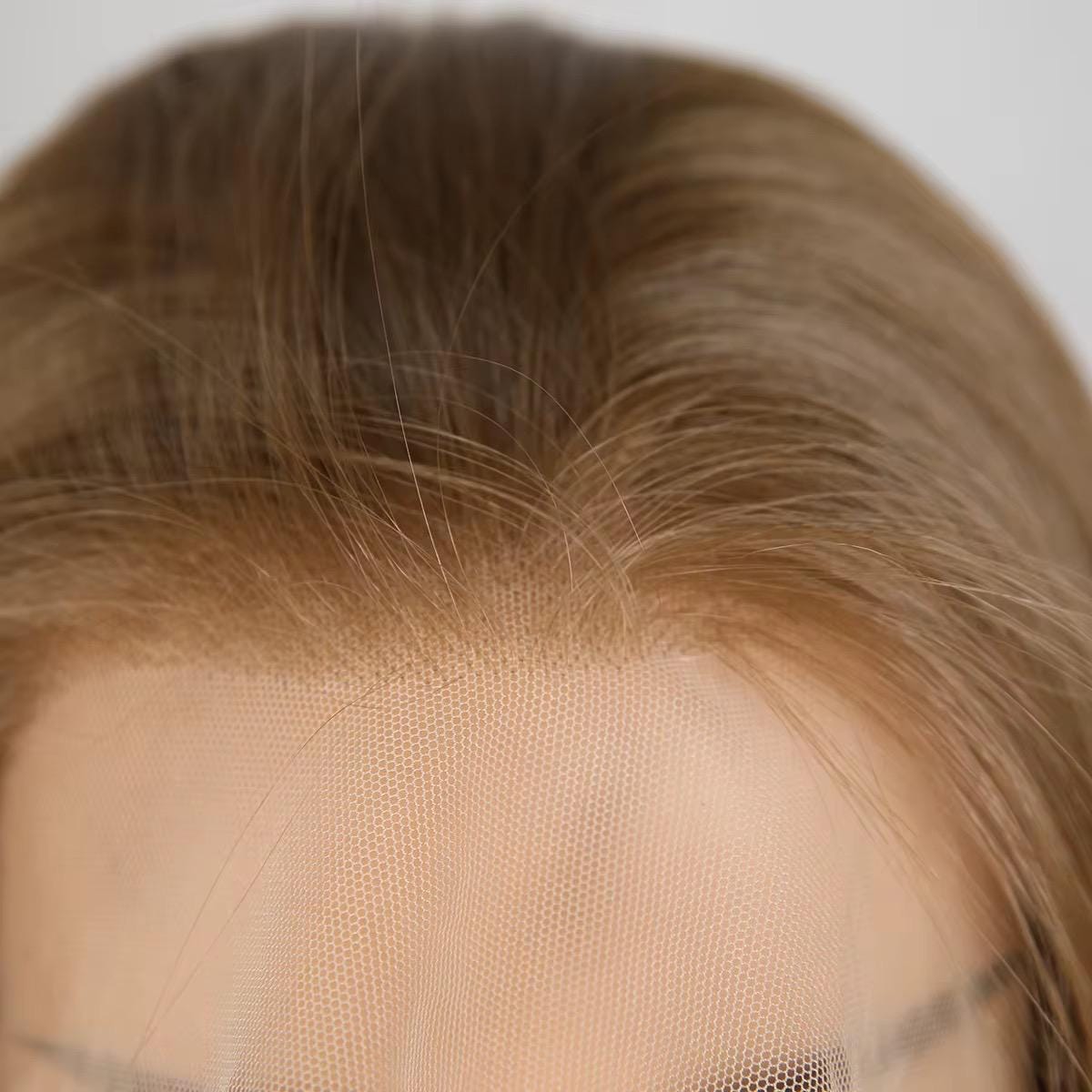 Perruque lacet châtain châtain : cheveux lissés synthétiques résistants à la chaleur de 26 po.