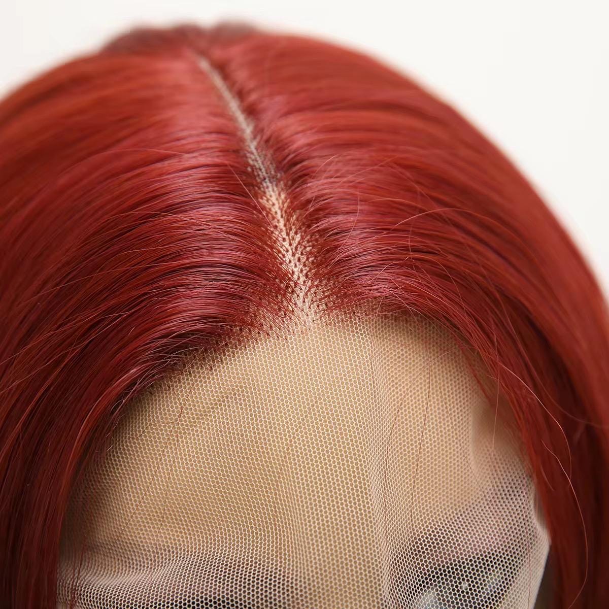 Perruque longue ondulée rouge foncé lacets : cheveux synthétiques résistants à la chaleur
