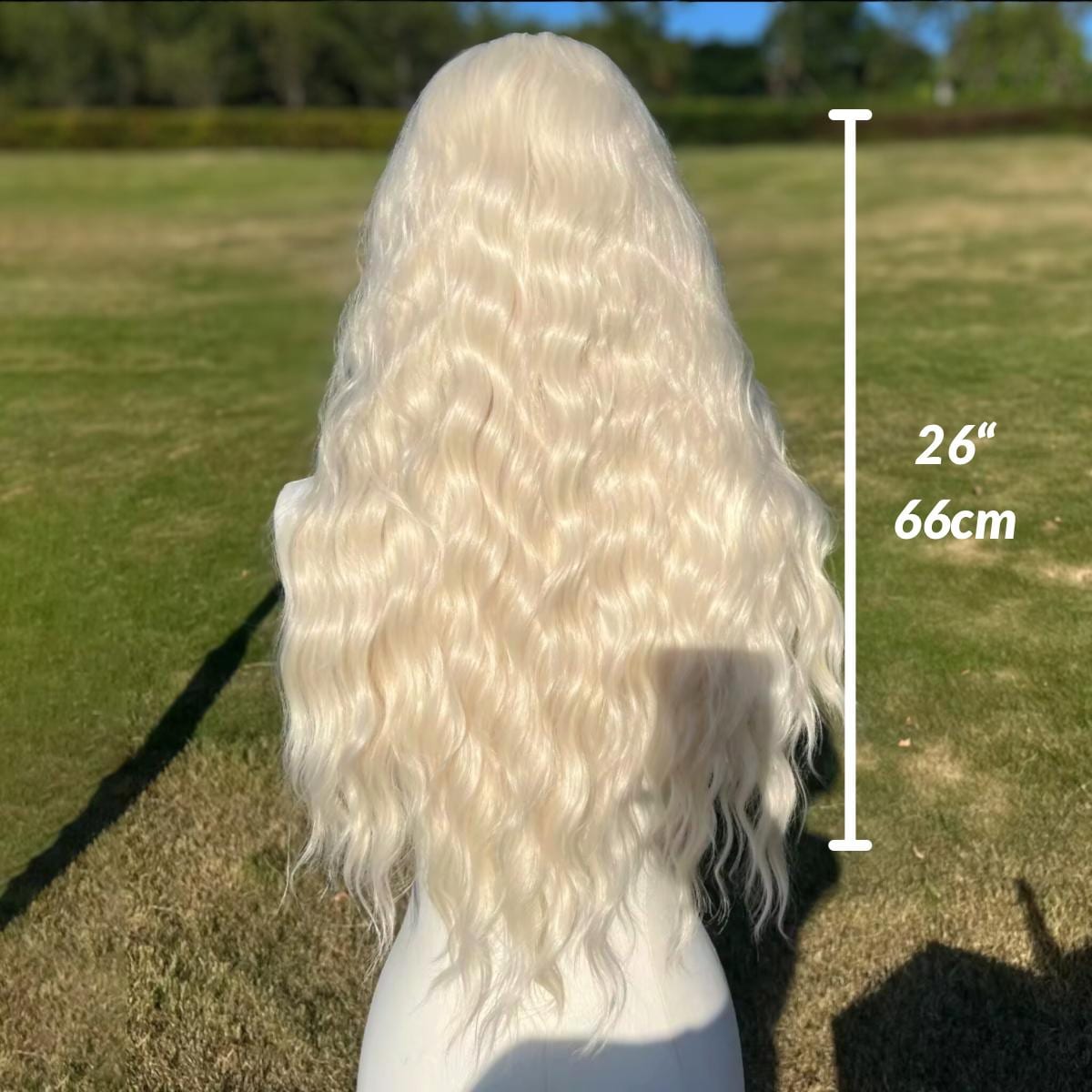 Perruque longue blonde ondulée : lacet synthétique résistant à la chaleur