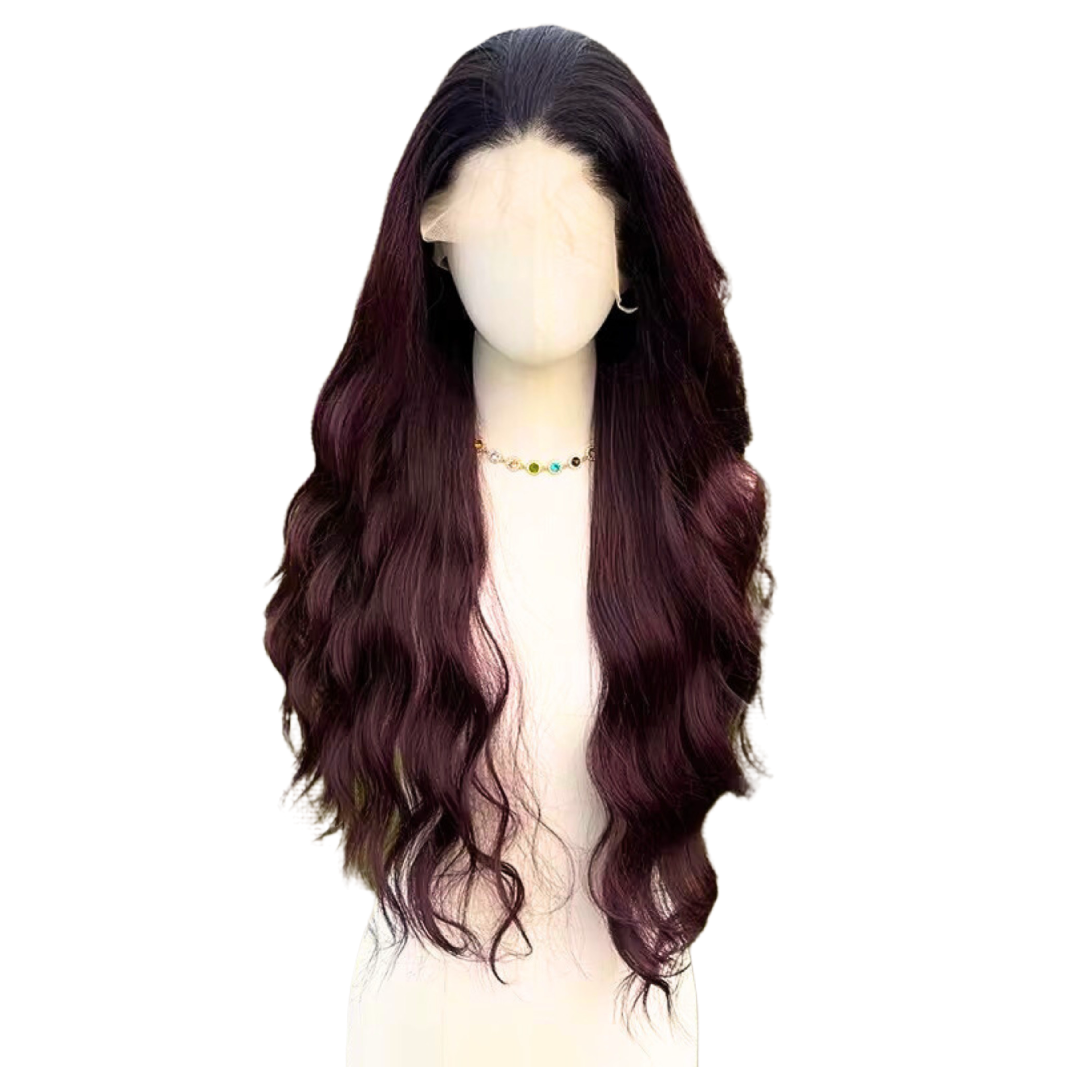 Perruque longue ondulée noire lace frontale, Perruque synthétique pour femme, sans colle, cosplay vampire