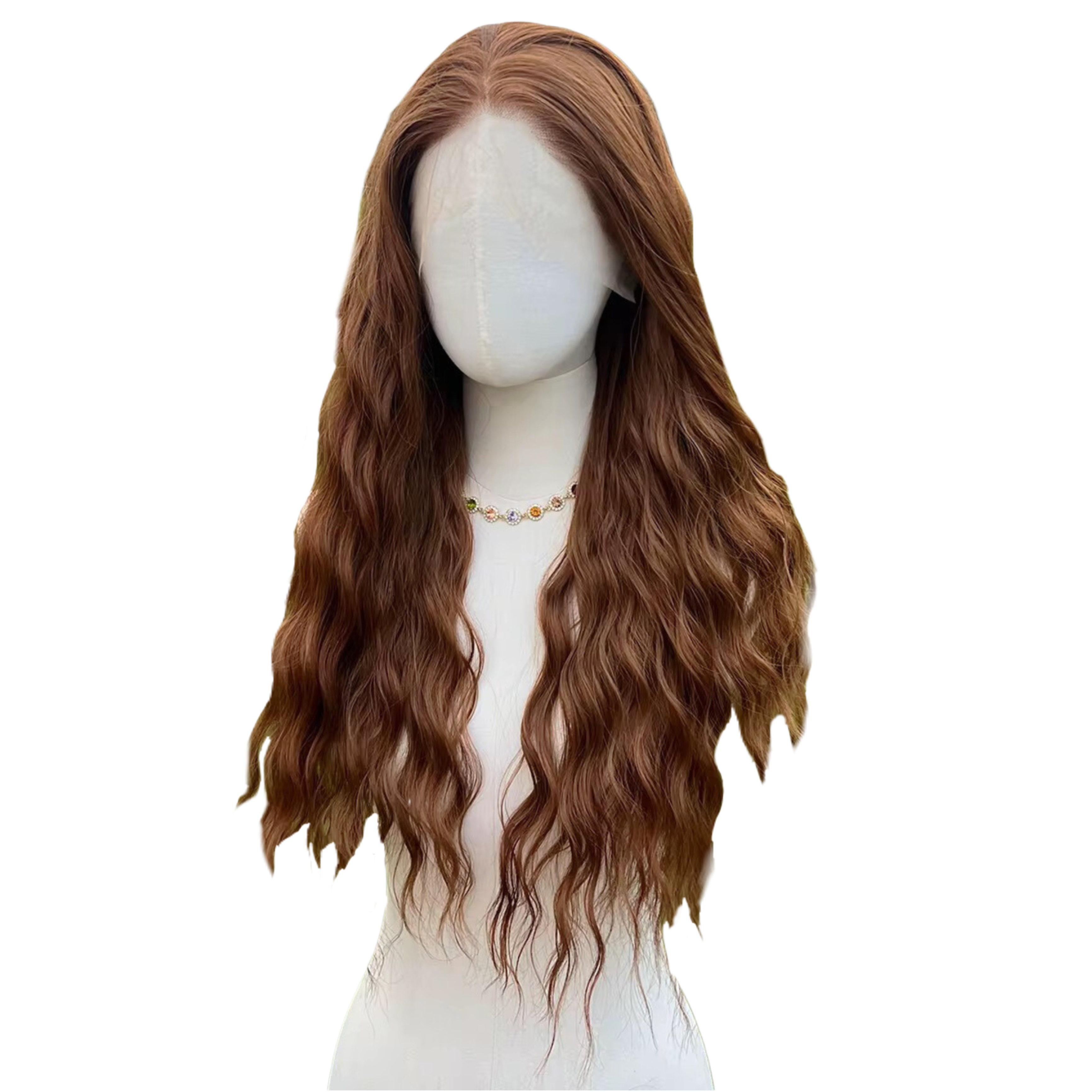 Perruque Lace Front Ginger Cuivre : Cheveux Longs Ondulés Synthétiques Résistants À La Chaleur