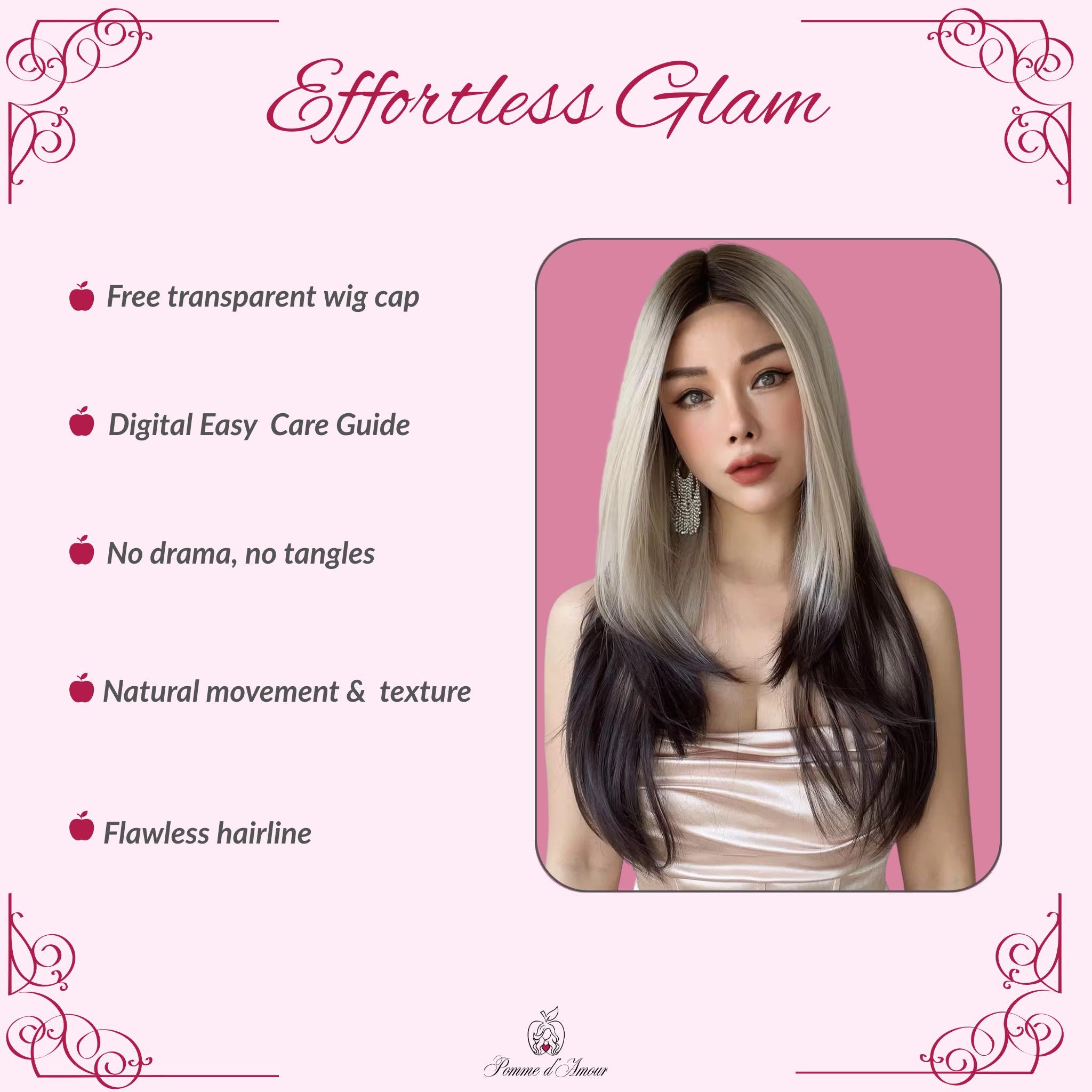 Perruque Lace Front Blond Dégradé Noir : Cheveux Synthétiques Résistants À La Chaleur Alt Girl