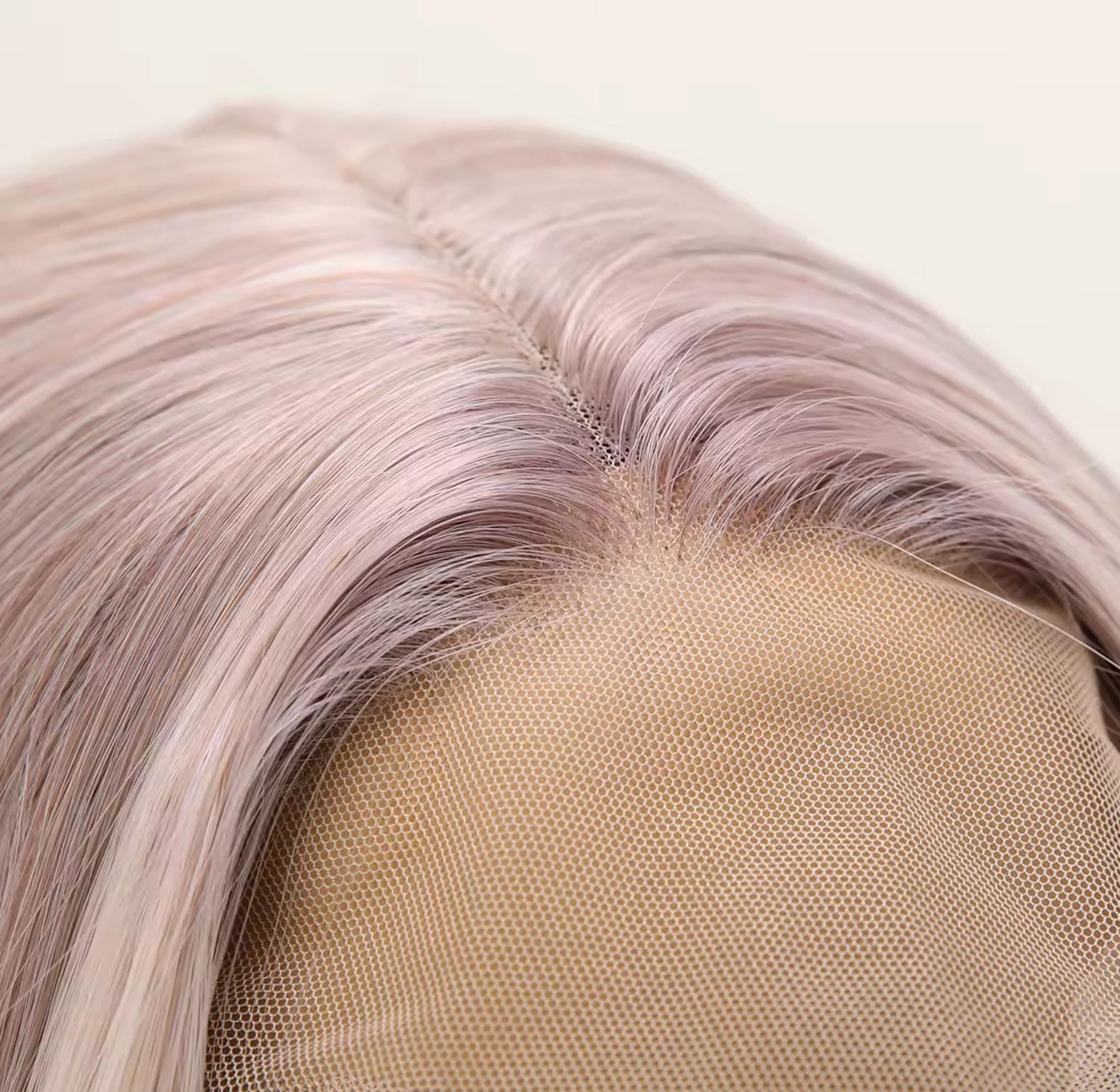 Perruque Lace Front Blonde Pourpre Pastel : Cheveux Synthétiques Ondulés Résistants À La Chaleur 26"