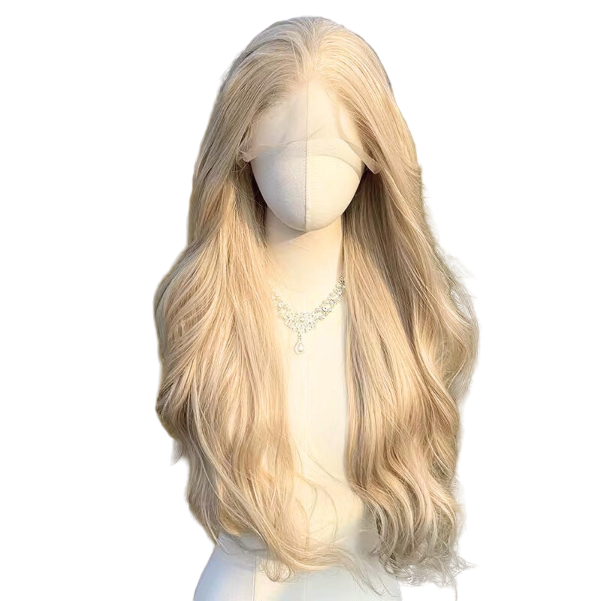 Perruque longue et blonde chaude : lacets HD, résistante à la chaleur