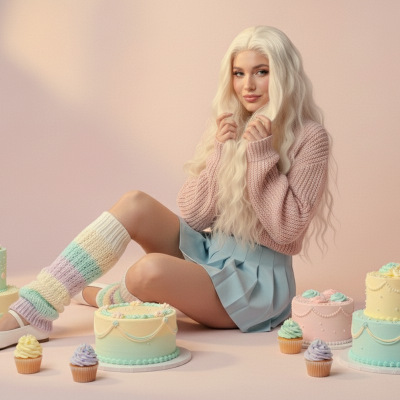 Perruque blonde platine : longue lace frontale synthétique résistante à la chaleur et ondulée