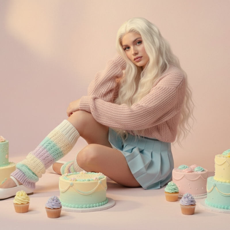 Perruque blonde platine : longue lace frontale synthétique résistante à la chaleur et ondulée