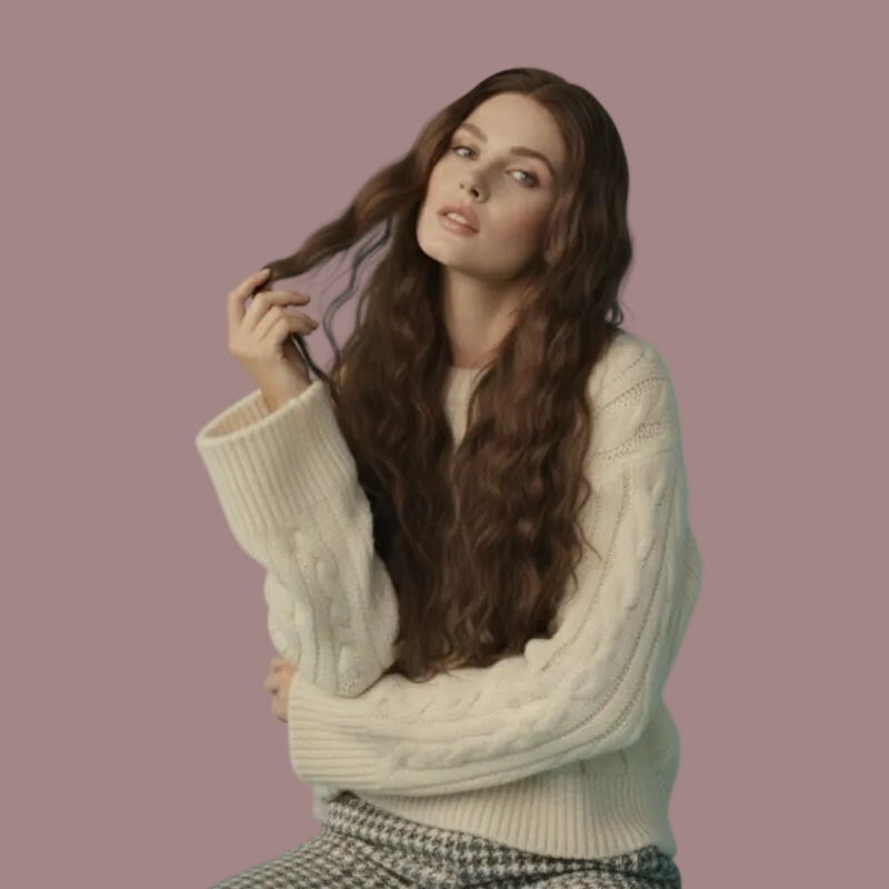 Perruque longue ondulée lacet marron châtain : cheveux synthétiques résistants à la chaleur