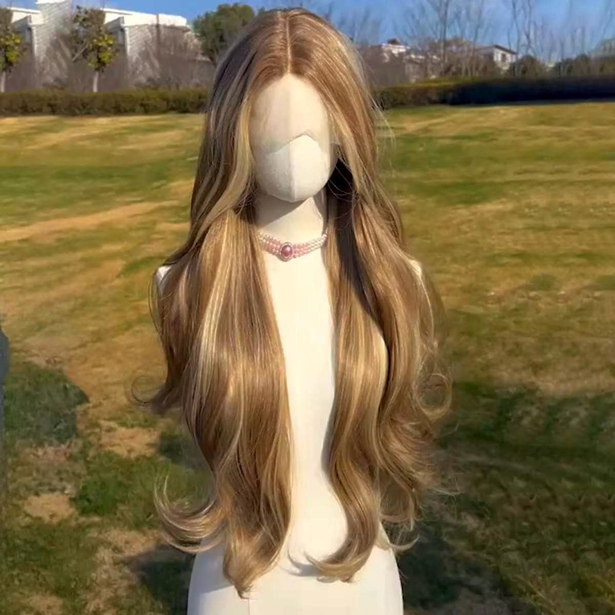 Perruque Lace Front Platine Highlight : Ondulations Longues Blonds Bruns Résistantes À La Chaleur