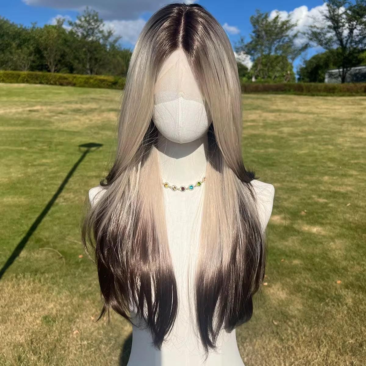 Perruque Lace Front Blond Dégradé Noir : Cheveux Synthétiques Résistants À La Chaleur Alt Girl