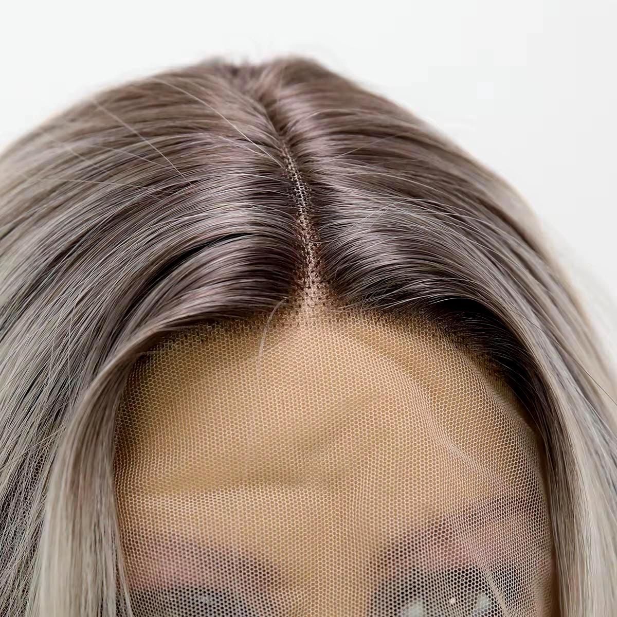 Perruque Lace Front Blond Dégradé Noir : Cheveux Synthétiques Résistants À La Chaleur Alt Girl