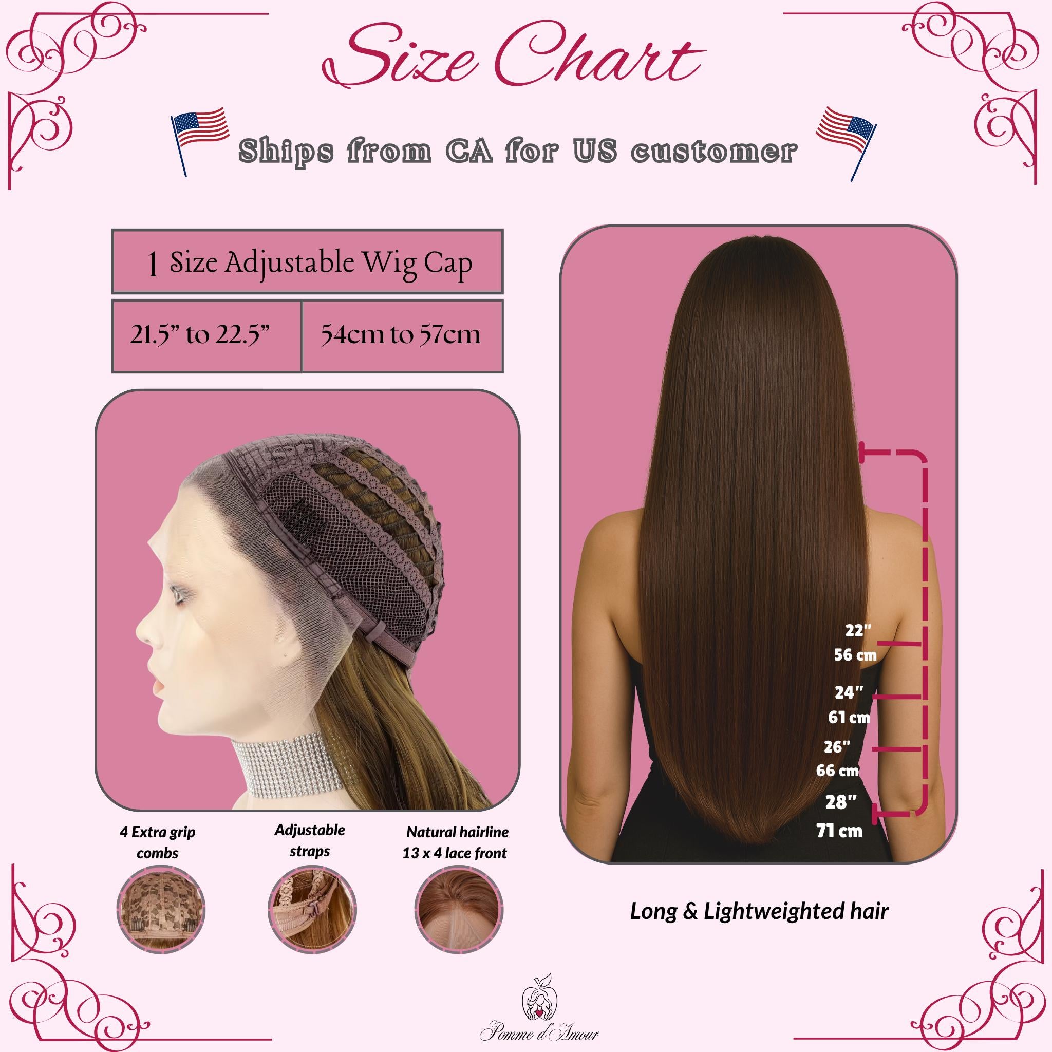 Perruque glamour cuivrée gingembre : cheveux longs ondulés synthétiques résistants à la chaleur